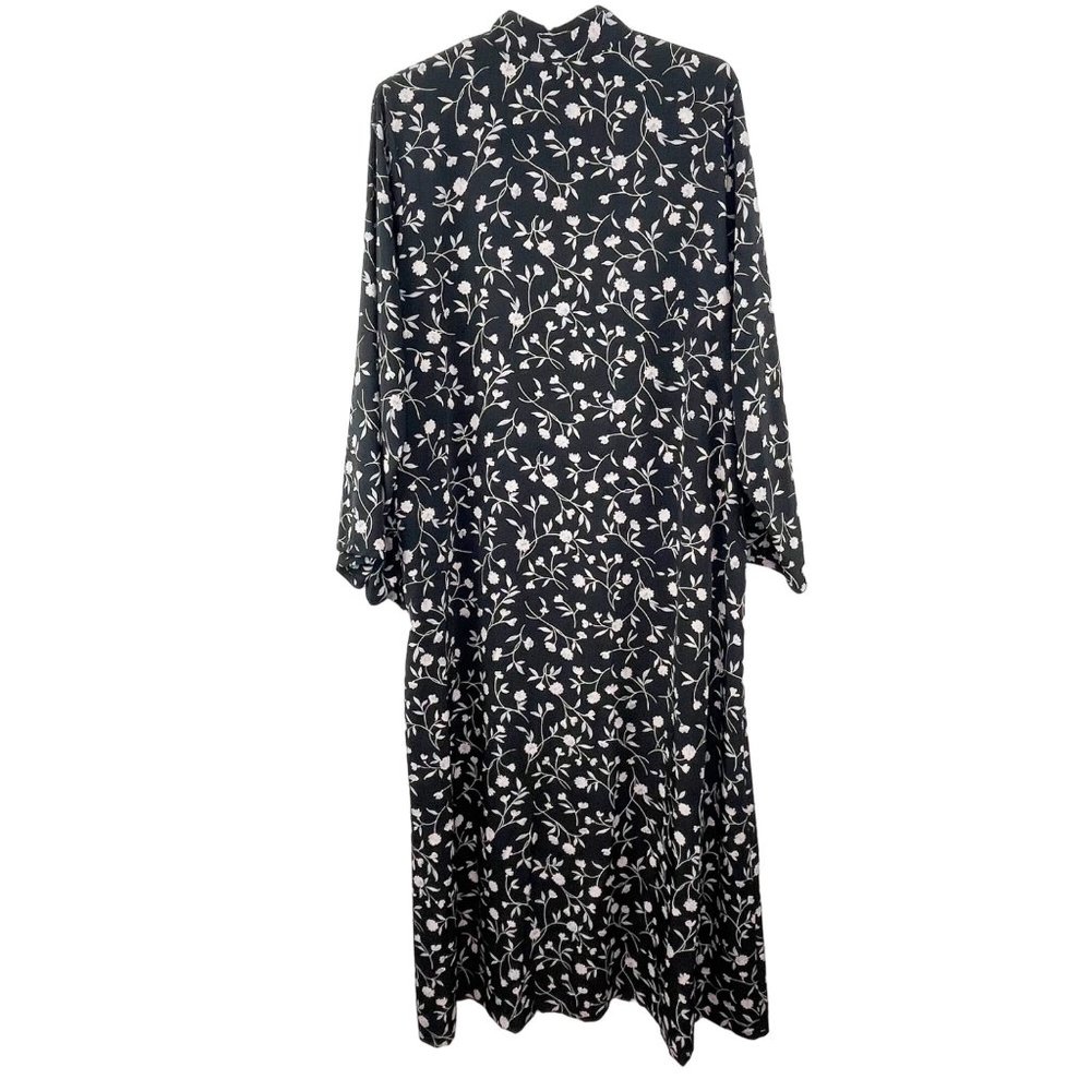 Vintage Natori Kaftan Mumu House Coat Dress Floral Size Large Oversized Full Zip